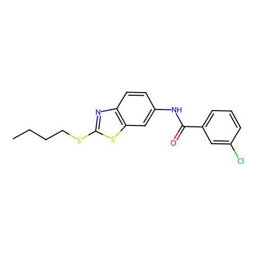 N-[2-(butylsulfanyl)-1,3-benzothiazol-6-yl]-3-chlorobenzamide structure
