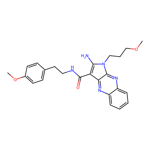 2-amino-N-(4-methoxyphenethyl)-1-(3-methoxypropyl)-1H-pyrrolo[2,3-b]quinoxaline-3-carboxamide structure