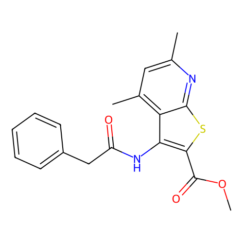 Methyl 4,6-dimethyl-3-[(phenylacetyl)amino]thieno[2,3-b]pyridine-2-carboxylate structure