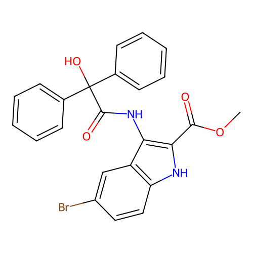 methyl 5-bromo-3-{[hydroxy(diphenyl)acetyl]amino}-1H-indole-2-carboxylate structure
