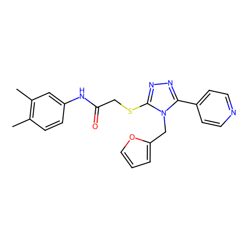 N-(3,4-dimethylphenyl)-2-{[4-(furan-2-ylmethyl)-5-(pyridin-4-yl)-4H-1,2,4-triazol-3-yl]sulfanyl}acetamide structure