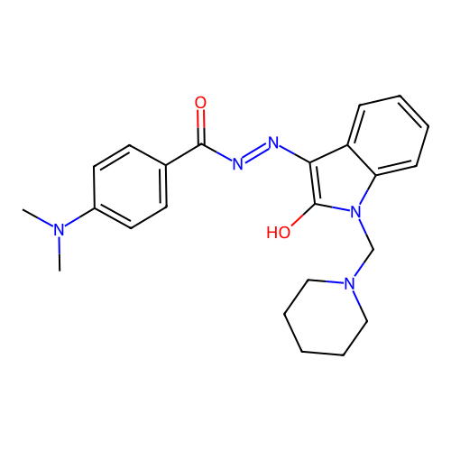 (Z)-4-(dimethylamino)-N'-(2-oxo-1-(piperidin-1-ylmethyl)indolin-3-ylidene)benzohydrazide structure
