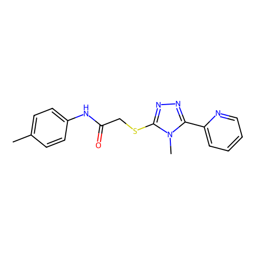 2-(4-methyl-5-(2-pyridyl)(1,2,4-triazol-3-ylthio))-N-(4-methylphenyl)acetamide structure