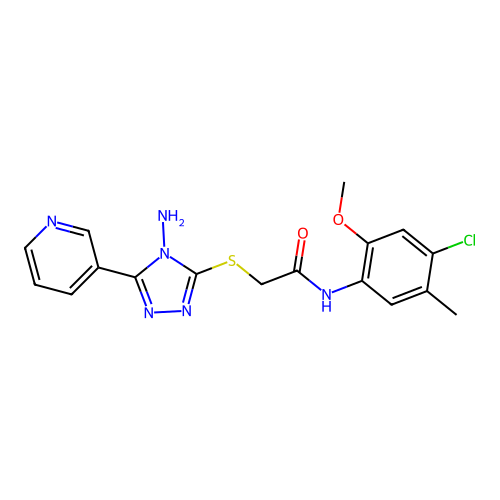 2-(4-amino-5-(3-pyridyl)(1,2,4-triazol-3-ylthio))-N-(4-chloro-2-methoxy-5-meth ylphenyl)acetamide structure