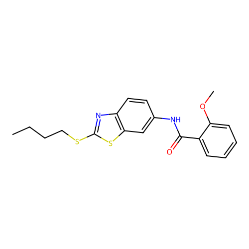 N-[2-(butylsulfanyl)-1,3-benzothiazol-6-yl]-2-methoxybenzamide structure