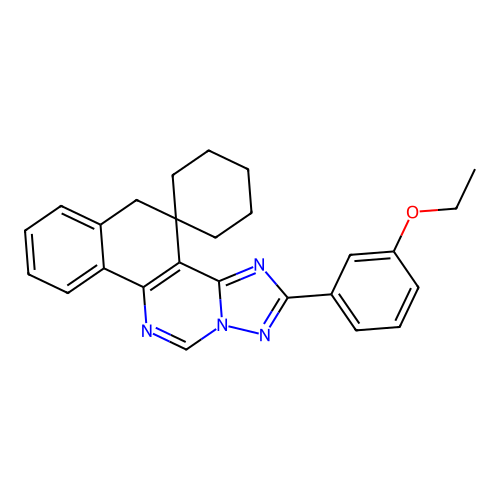 2-(3-ethoxyphenyl)-5H-spiro[benzo[h][1,2,4]triazolo[1,5-c]quinazoline-4,1'-cyclohexane] structure
