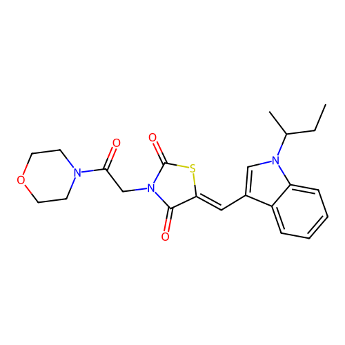 (Z)-5-((1-(sec-butyl)-1H-indol-3-yl)methylene)-3-(2-morpholino-2-oxoethyl)thiazolidine-2,4-dione structure