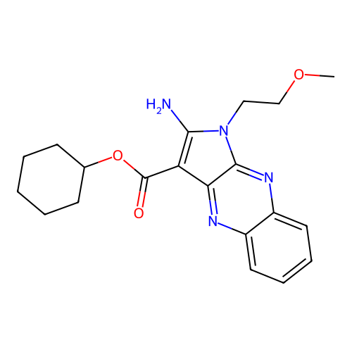 cyclohexyl 2-amino-1-(2-methoxyethyl)-1H-pyrrolo[2,3-b]quinoxaline-3-carboxylate structure
