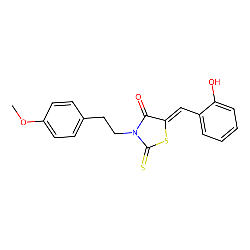 (5Z)-5-(2-hydroxybenzylidene)-3-[2-(4-methoxyphenyl)ethyl]-2-thioxo-1,3-thiazolidin-4-one structure