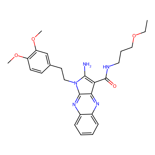 2-amino-1-(3,4-dimethoxyphenethyl)-N-(3-ethoxypropyl)-1H-pyrrolo[2,3-b]quinoxaline-3-carboxamide structure