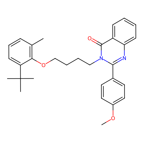 3-(4-(2-(tert-butyl)-6-methylphenoxy)butyl)-2-(4-methoxyphenyl)quinazolin-4(3H)-one structure