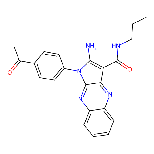 1-(4-acetylphenyl)-2-amino-N-propyl-1H-pyrrolo[2,3-b]quinoxaline-3-carboxamide structure