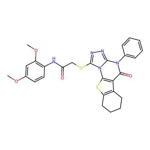 N-(2,4-dimethoxyphenyl)-2-((5-oxo-4-phenyl-4,5,6,7,8,9-hexahydrobenzo[4,5]thieno[3,2-e][1,2,4]triazolo[4,3-a]pyrimidin-1-yl)thio)acetamide structure