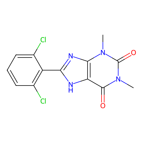 8-(2,6-dichlorophenyl)-1,3-dimethyl-1H-purine-2,6(3H,7H)-dione structure