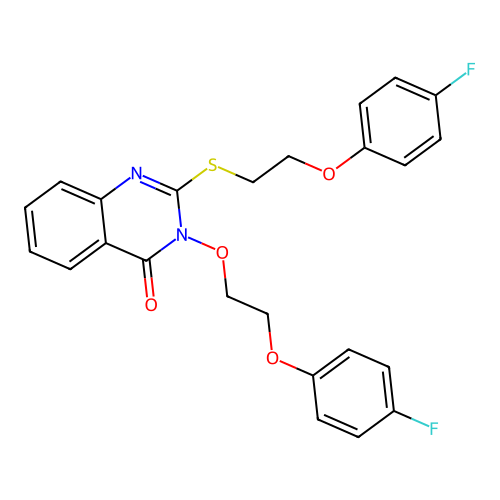 3-(2-(4-fluorophenoxy)ethoxy)-2-((2-(4-fluorophenoxy)ethyl)thio)quinazolin-4(3H)-one structure