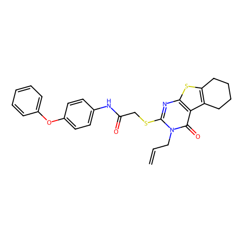 2-((3-allyl-4-oxo-3,4,5,6,7,8-hexahydrobenzo[4,5]thieno[2,3-d]pyrimidin-2-yl)thio)-N-(4-phenoxyphenyl)acetamide structure