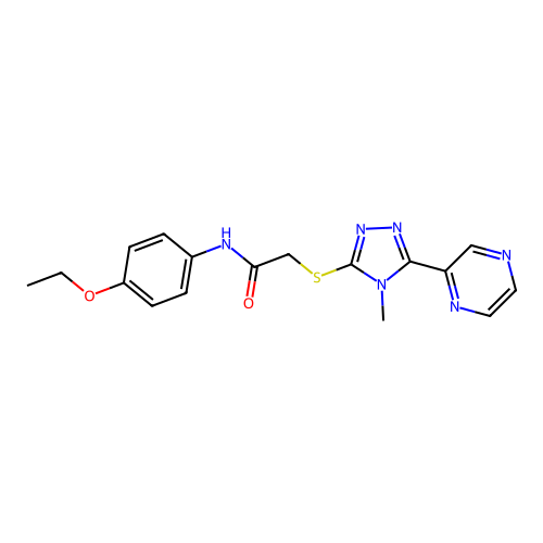 N-(4-ethoxyphenyl)-2-{[4-methyl-5-(pyrazin-2-yl)-4H-1,2,4-triazol-3-yl]sulfanyl}acetamide structure
