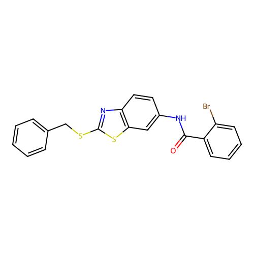 N-[2-(benzylsulfanyl)-1,3-benzothiazol-6-yl]-2-bromobenzamide structure