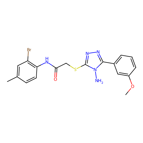 2-[4-amino-5-(3-methoxyphenyl)(1,2,4-triazol-3-ylthio)]-N-(2-bromo-4-methylphe nyl)acetamide structure