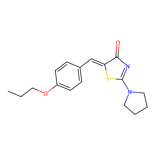 (Z)-5-(4-propoxybenzylidene)-2-(pyrrolidin-1-yl)thiazol-4(5H)-one structure