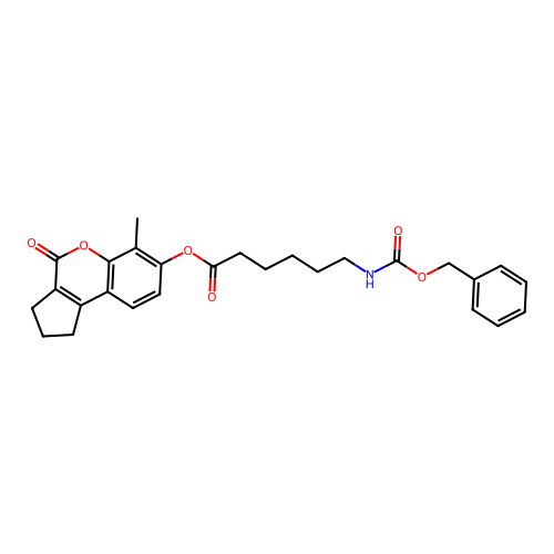 6-methyl-4-oxo-1,2,3,4-tetrahydrocyclopenta[c]chromen-7-yl 6-(((benzyloxy)carbonyl)amino)hexanoate structure
