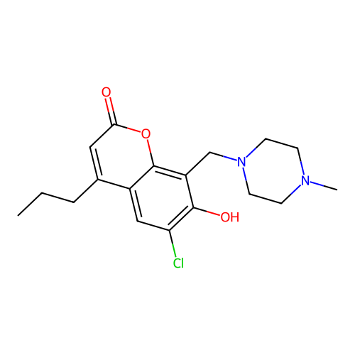 6-Chloro-7-hydroxy-8-[(4-methylpiperazin-1-yl)methyl]-4-propylchromen-2-one structure