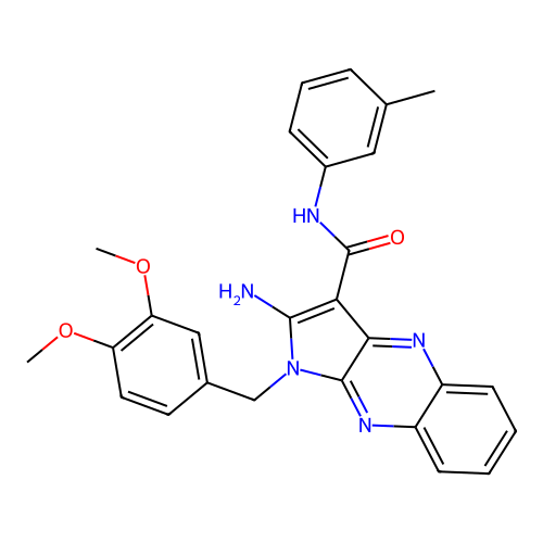 2-amino-1-(3,4-dimethoxybenzyl)-N-(3-methylphenyl)-1H-pyrrolo[2,3-b]quinoxaline-3-carboxamide structure