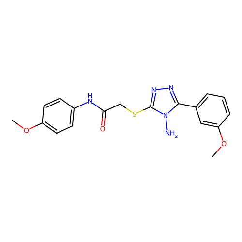 2-[4-amino-5-(3-methoxyphenyl)(1,2,4-triazol-3-ylthio)]-N-(4-methoxyphenyl)ace tamide structure