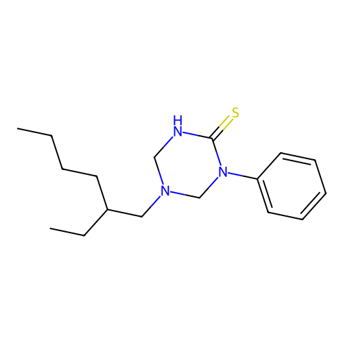 5-(2-Ethylhexyl)-1-phenyl-1,3,5-triazinane-2-thione structure