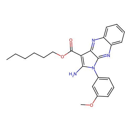 hexyl 2-amino-1-(3-methoxyphenyl)-1H-pyrrolo[2,3-b]quinoxaline-3-carboxylate structure