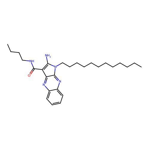 2-amino-N-butyl-1-dodecyl-1H-pyrrolo[2,3-b]quinoxaline-3-carboxamide structure