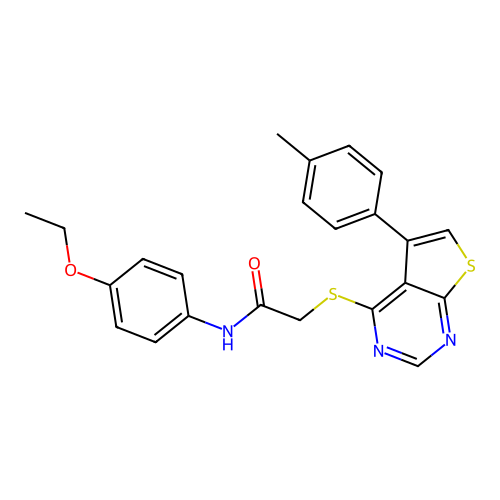 N-(4-ethoxyphenyl)-2-{[5-(4-methylphenyl)thieno[2,3-d]pyrimidin-4-yl]sulfanyl}acetamide structure