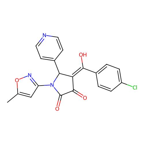 (4E)-4-[(4-chlorophenyl)(hydroxy)methylidene]-1-(5-methyl-1,2-oxazol-3-yl)-5-(pyridin-4-yl)pyrrolidine-2,3-dione structure