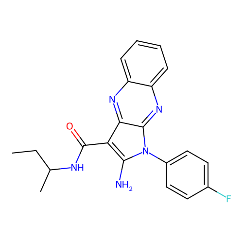 2-amino-N-(butan-2-yl)-1-(4-fluorophenyl)-1H-pyrrolo[2,3-b]quinoxaline-3-carboxamide structure