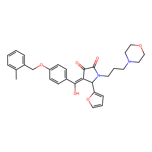 (4E)-5-(furan-2-yl)-4-[hydroxy-[4-[(2-methylphenyl)methoxy]phenyl]methylidene]-1-(3-morpholin-4-ylpropyl)pyrrolidine-2,3-dione structure