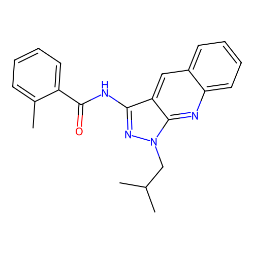 2-methyl-N-[1-(2-methylpropyl)pyrazolo[3,4-b]quinolin-3-yl]benzamide structure