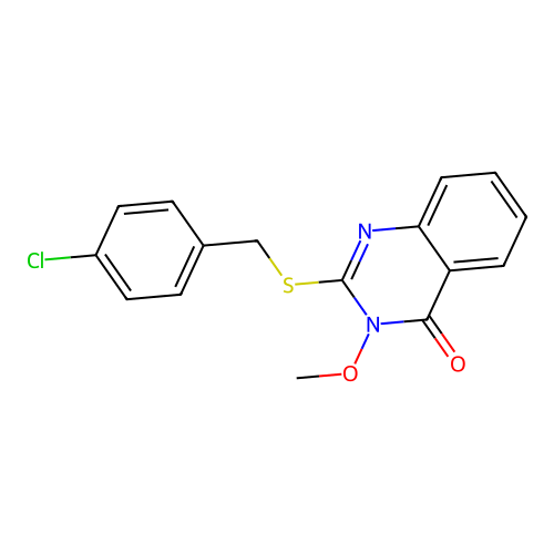 2-[(4-Chlorophenyl)methylsulfanyl]-3-methoxyquinazolin-4-one structure