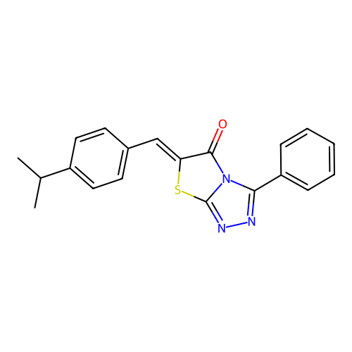 (Z)-6-(4-isopropylbenzylidene)-3-phenylthiazolo[2,3-c][1,2,4]triazol-5(6H)-one structure