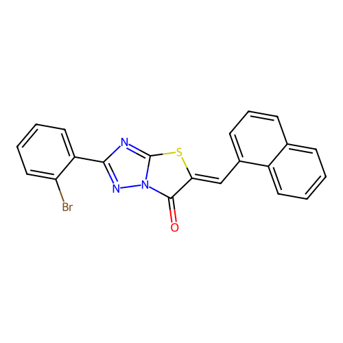 (5Z)-2-(2-bromophenyl)-5-(naphthalen-1-ylmethylidene)[1,3]thiazolo[3,2-b][1,2,4]triazol-6(5H)-one structure