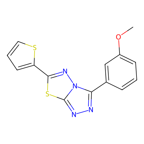 3-(3-Methoxyphenyl)-6-(thiophen-2-yl)[1,2,4]triazolo[3,4-b][1,3,4]thiadiazole structure