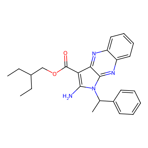 2-ethylbutyl 2-amino-1-(1-phenylethyl)-1H-pyrrolo[2,3-b]quinoxaline-3-carboxylate structure