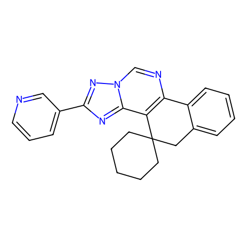 2-(pyridin-3-yl)-5H-spiro[benzo[h][1,2,4]triazolo[1,5-c]quinazoline-4,1'-cyclohexane] structure