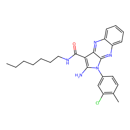 2-amino-1-(3-chloro-4-methylphenyl)-N-heptyl-1H-pyrrolo[2,3-b]quinoxaline-3-carboxamide structure