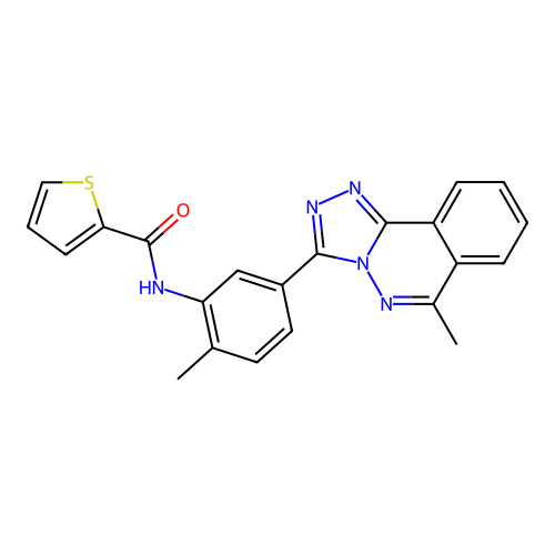 N-(2-methyl-5-(6-methyl-[1,2,4]triazolo[3,4-a]phthalazin-3-yl)phenyl)thiophene-2-carboxamide structure
