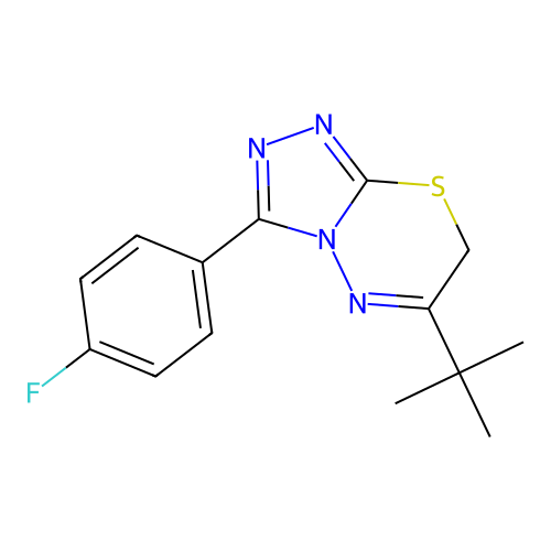 6-tert-butyl-3-(4-fluorophenyl)-7H-[1,2,4]triazolo[3,4-b][1,3,4]thiadiazine structure