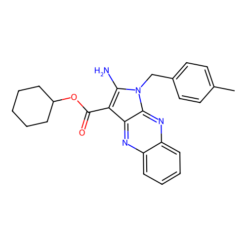 cyclohexyl 2-amino-1-(4-methylbenzyl)-1H-pyrrolo[2,3-b]quinoxaline-3-carboxylate structure