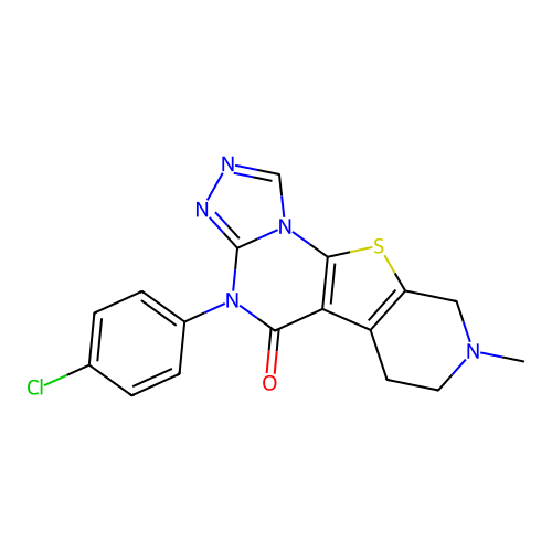 4-(4-chlorophenyl)-8-methyl-6,7,8,9-tetrahydropyrido[4',3':4,5]thieno[3,2-e][1,2,4]triazolo[4,3-a]pyrimidin-5(4H)-one structure