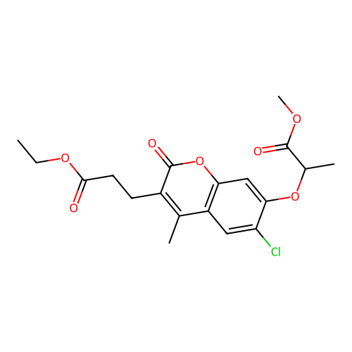 methyl 2-{[6-chloro-3-(3-ethoxy-3-oxopropyl)-4-methyl-2-oxo-2H-chromen-7-yl]oxy}propanoate structure