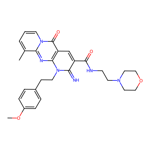 2-imino-1-(4-methoxyphenethyl)-10-methyl-N-(2-morpholinoethyl)-5-oxo-2,5-dihydro-1H-dipyrido[1,2-a:2',3'-d]pyrimidine-3-carboxamide structure