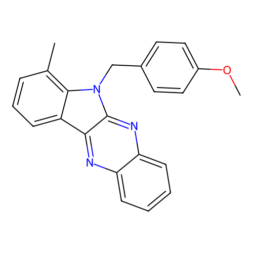 6-(4-methoxybenzyl)-7-methyl-6H-indolo[2,3-b]quinoxaline structure